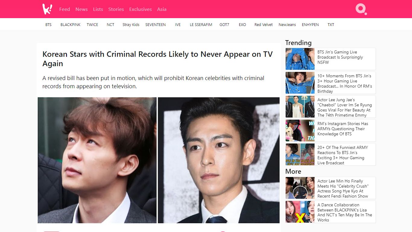 Korean Stars with Criminal Records Likely to Never Appear on TV Again